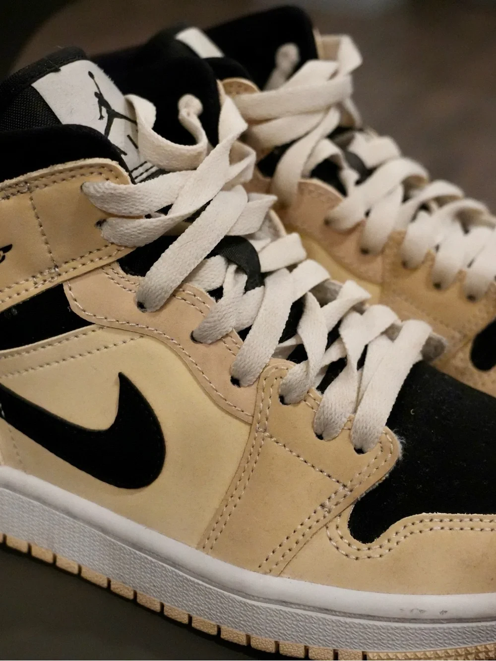 Jordan High-Top Sneakers in Black & Tan